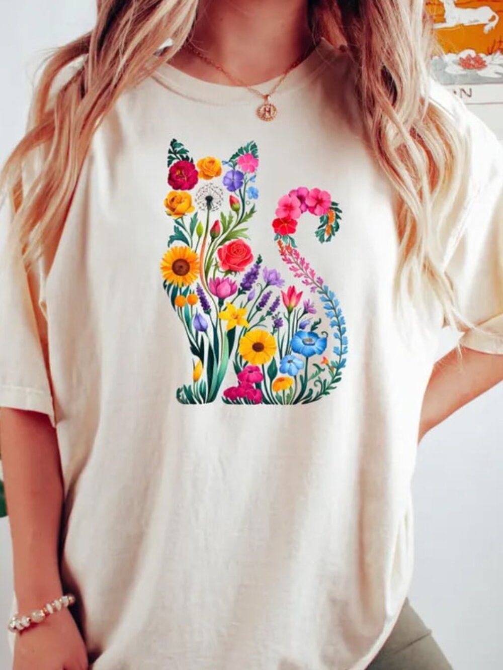 Cat Mom Shirt,Floral Cat Tee, Cute Cat Shirt Gift